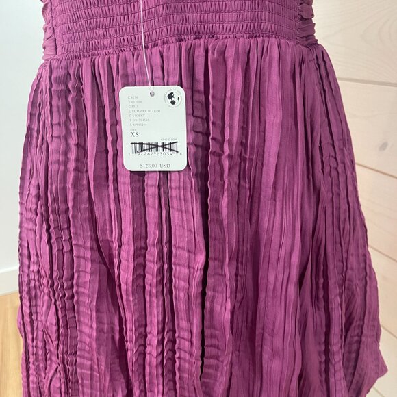 037 Free People | Bonny Drapey Pleated Mini Dress Summer Bloom NWT Size XS - Picture 12 of 12